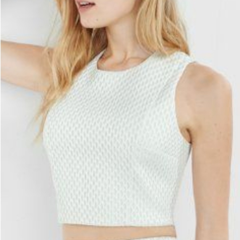 Express Cream Mesh Crop Top Size L NWOT